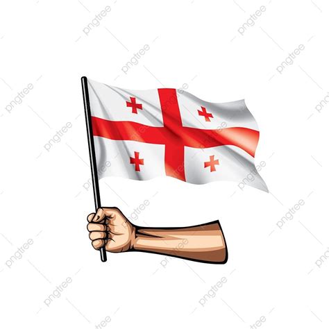 Georgia Flag Vector Art Png Georgia Flag And Hand On White Background