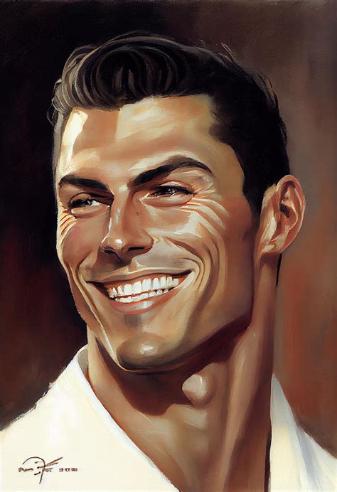 Cristiano Ronaldo Happy Smiling Oil Painting In By Asar Studios