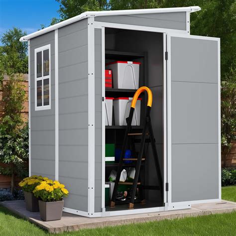 SESSLIFE 5x3 FT Resin Shed Outdoor Plastic Storage With Floor For