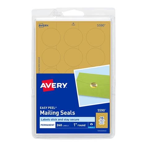 Avery Gold Metallic Mailing Seals, Permanent, 1", 240 Labels (5590 ...