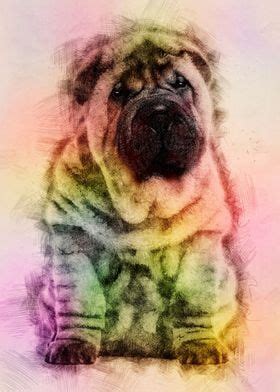 Shar Pei Puppy Poster Picture Metal Print Paint By Lioudmila Perry