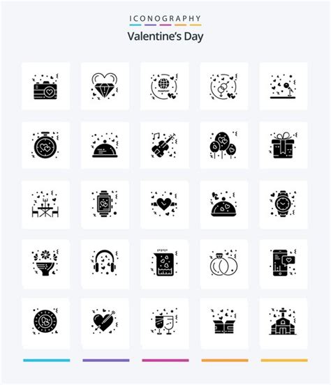 Free Vector Creative Valentines Day 25 Glyph Solid Black Icon Pack