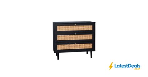 Kubu Rattan 3 Drawer Chest Black 55 At Homebase