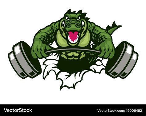 Bodybuilder Gym Mascot Of Muscle Crocodile Vector Image