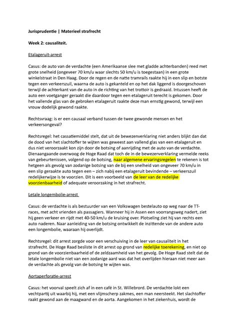 Jurisprudentie Msr Jurisprudentie Materieel Strafrecht Week