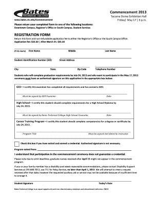 Fillable Online Bates Ctc Registration Form Bates Technical College