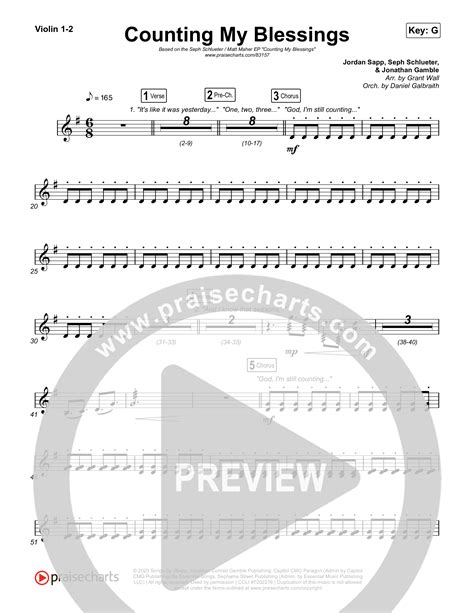 Counting My Blessings Violin Sheet Music PDF Seph Schlueter Matt