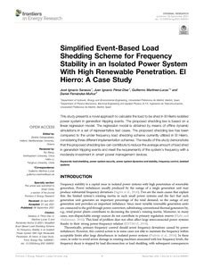 Simplified Event Based Load Shedding Scheme For Frequency Stability In