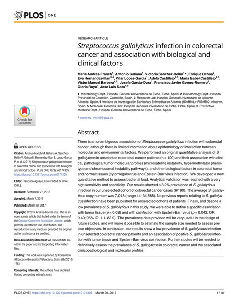 Pdf Streptococcus Gallolyticus Infection In Colorectal Cancer And