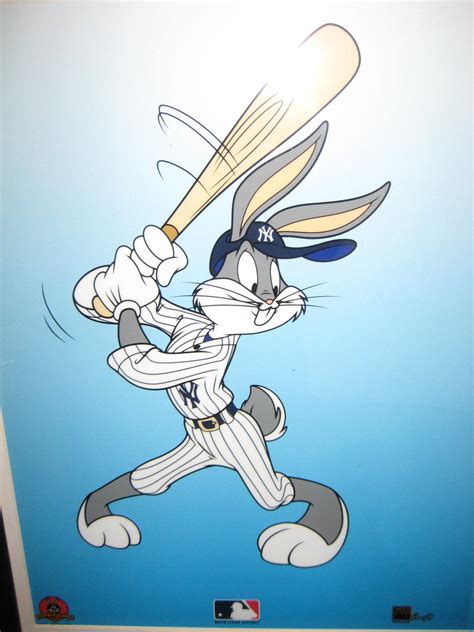 Bugs Bunny New York Yankees Sericel 11x14 Photo Looney Tunes MLB Framed