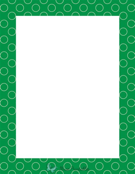 Printable Green Circle Polka Dot Page Border