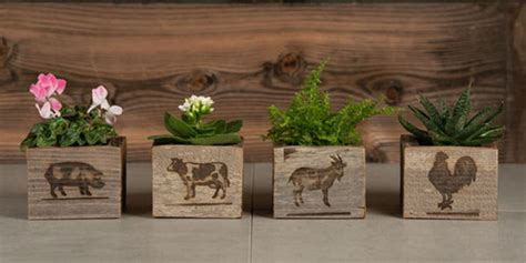 Reclaimed Wood Mini Farm Animal Planters Favor Boxes Lvs Funny Farm Llc