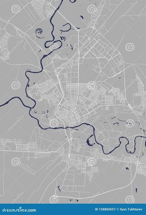 map   city  orenburg russia stock illustration illustration  geographical