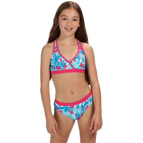 Regatta Girls Hosanna Racer Back Printed Bikini Swim Top Outdoor Look