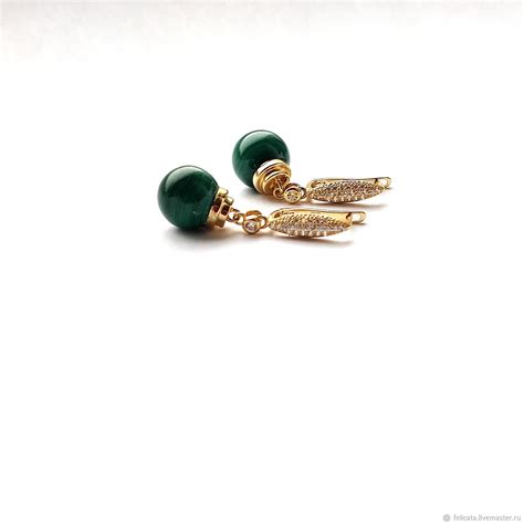 Серьги с малахитом "Green and gold" купить в интернет-магазине Ярмарка ...