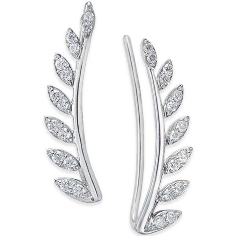 Diamond Leaf Ear Crawlers Ct T W In K White Gold Liked