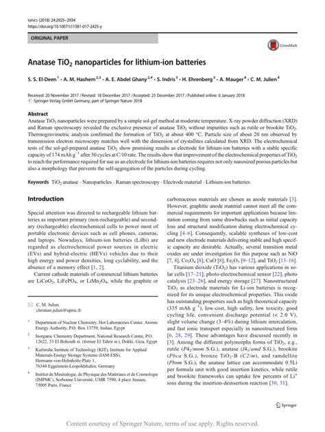 Anatase TiO2 nanoparticles for lithium-ion batteries | Request PDF