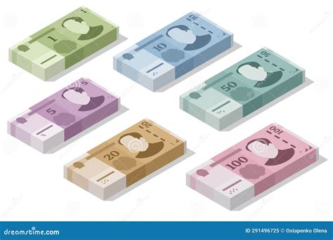 Isometric Banknotes Yuan Renminbi Isolated On A White Background