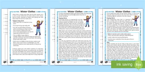 Winter Clothes Differentiated Reading Comprehension Activity