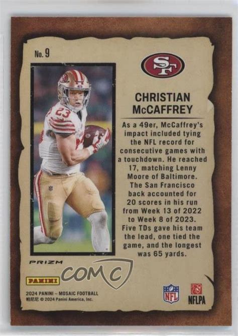 2024 Panini Mosaic Notoriety Green Mosaic Prizm Christian McCaffrey 9