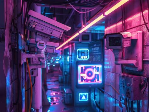 Luces De Ne N De La Escena De Cyberpunk En La Calle Que Reflejan