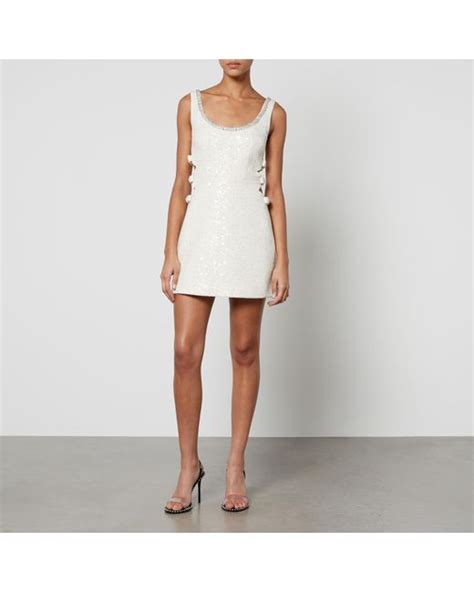 Self Portrait Cutout Bouclé Mini Dress in White Lyst Australia