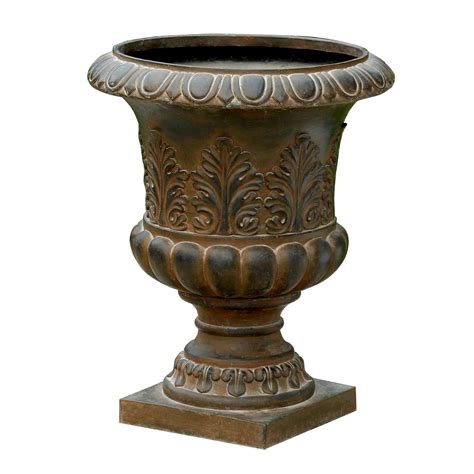 Classic Rustic Urn Planter Small Bronze Brown Fiberstone WH040