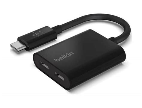 Adaptador Belkin F7u081btblk Usb C De Audio Y Carga Color Negro Desordena