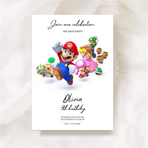 Super Mario Birthday Invitation Template Printable Birthday - Etsy