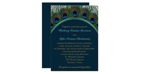 Teal Gold Peacock Feathers Wedding Invitation Zazzle