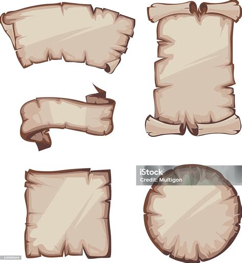 Medieval Retro Yellowish Blank Scrolls Stock Illustration - Download ...
