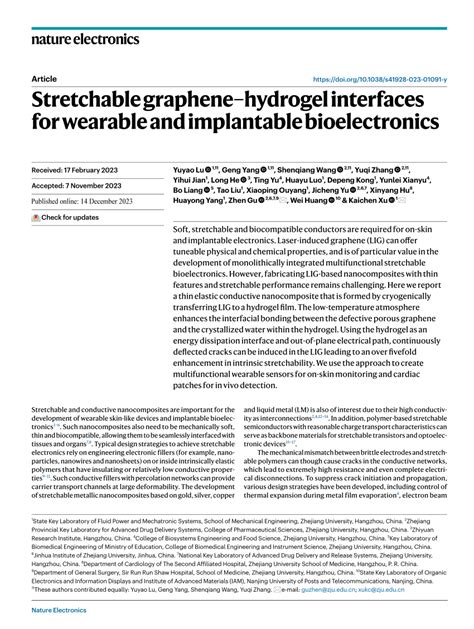 PDF Stretchable Graphenehydrogel Interfaces For Wearable And