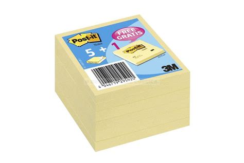 6 Blocs Post It 100 Feuilles 76x76 Mm Jaune