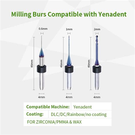 Yenadent Milling Burs Diamond Coating For Mill Zirconia Block Pmma