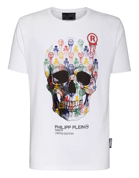 Philipp Plein T Shirt Round Neck Ss Skull In White Modesens