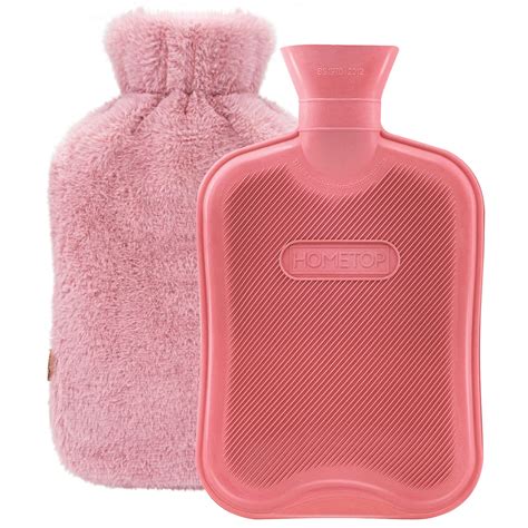 HomeTop Premium Classic Rubber Hot Water Bottle Set L Pink With Faux Fur Cover Buy Now With