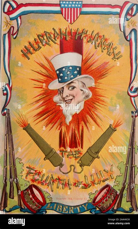 Fourth Of July Colorful And Festive Illustrated Vintage Postcard