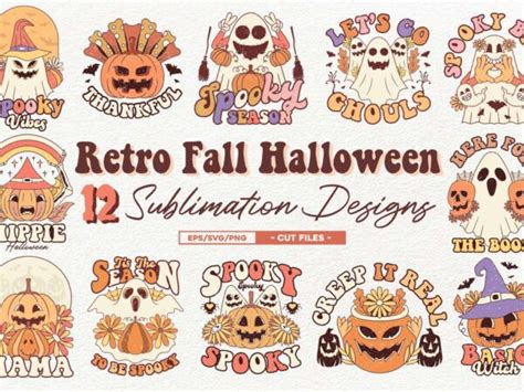 Retro Fall Halloween Sublimation Cute Halloween Pumpkin Cute Ghost