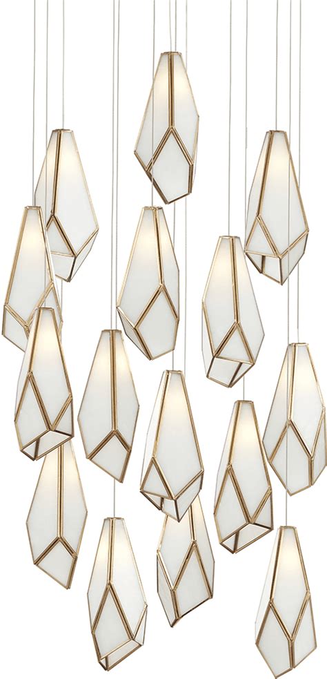 Currey And Company 9000 1036 Glace Contemporary White Antique Brass Silver Multi Hanging Light