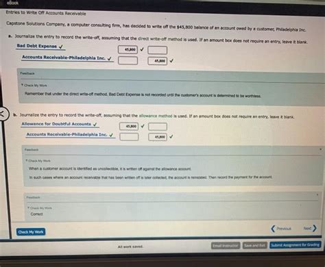 Solved EBook Entries To Write Off Accounts Receivable Chegg