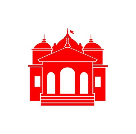 Premium Vector Gangotri Lord Ganga Temple In Red Color Icon Gangotri