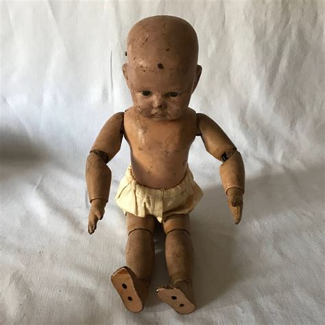 Antique Fully Jointed Wooden Baby Doll Schoenhut 1911 Collectible