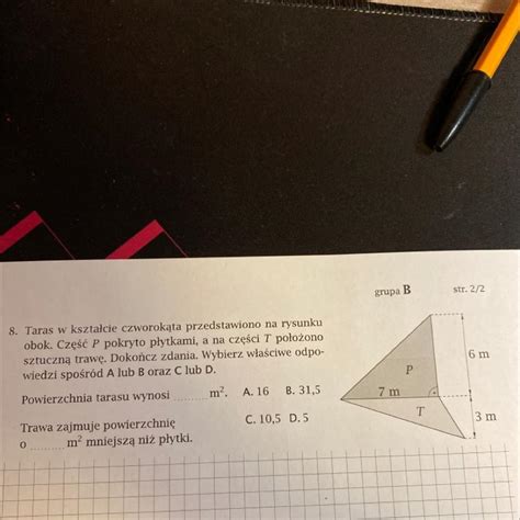 Prosz Pilne Taras W Kszta Cie Czworok Ta Przedstawiono Na Rysunku