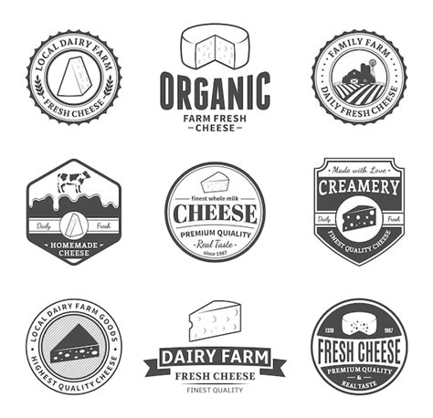 Conjunto De Plantillas De Logotipo De Queso Etiquetas De Queso Con