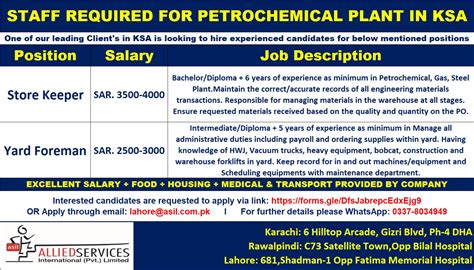 Job Opportunities In Petrochemical Plant Kingdom Of Saudi Arabia Ksa