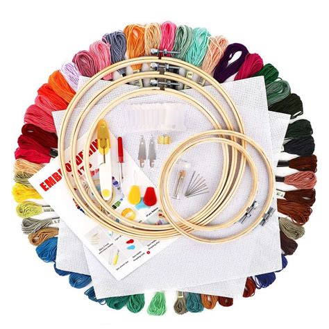 Cross Stitch Kit Embroidery Thread Full Range Piece Bamboo Hoops