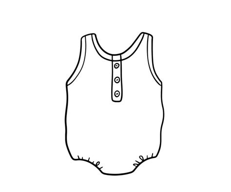 Infant Cute Bodysuit Doodle Outline Sketch Baby Clothes Isolated On