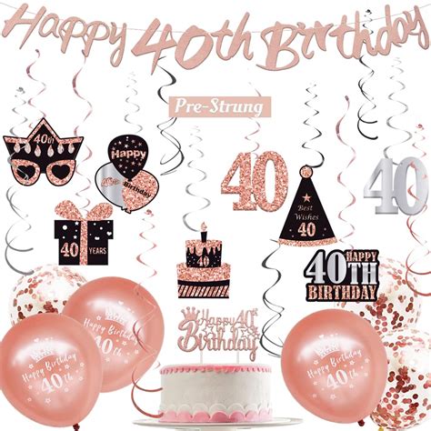 Wojogo 40th Birthday Decorations Women Rose Gold And Black 40 Birthday