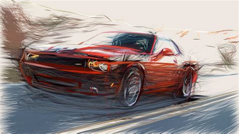 Dodge Challenger Srt8 Draw Digital Art By Carstoon Concept Pixels