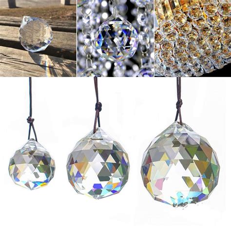 Size Clear Feng Shui Hanging Crystal Ball Sphere Prism Faceted Sun